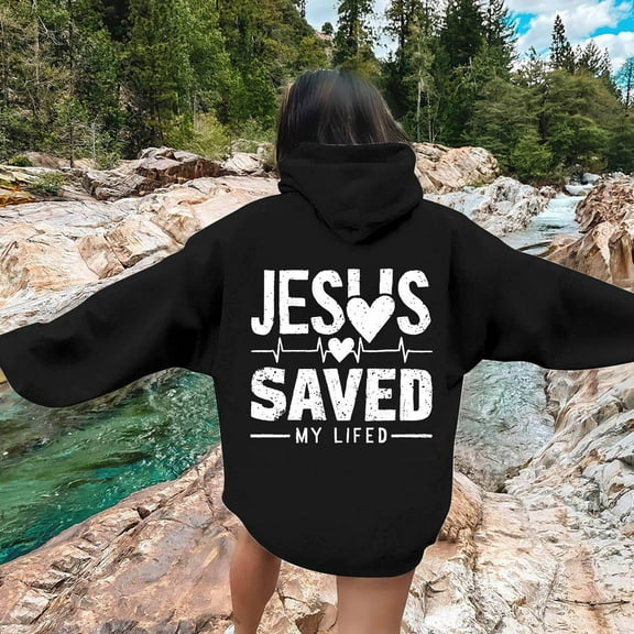 Women's Casual Crew Neck God Letter Hoodie