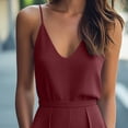 thumbnail image 7 of Cmfcve Women's Spaghetti Strap V Neck Romper Shorts High Waist Casual One Piece Jumpsuit Summer Sleeveless Loungewear with Pockets, 7 of 7