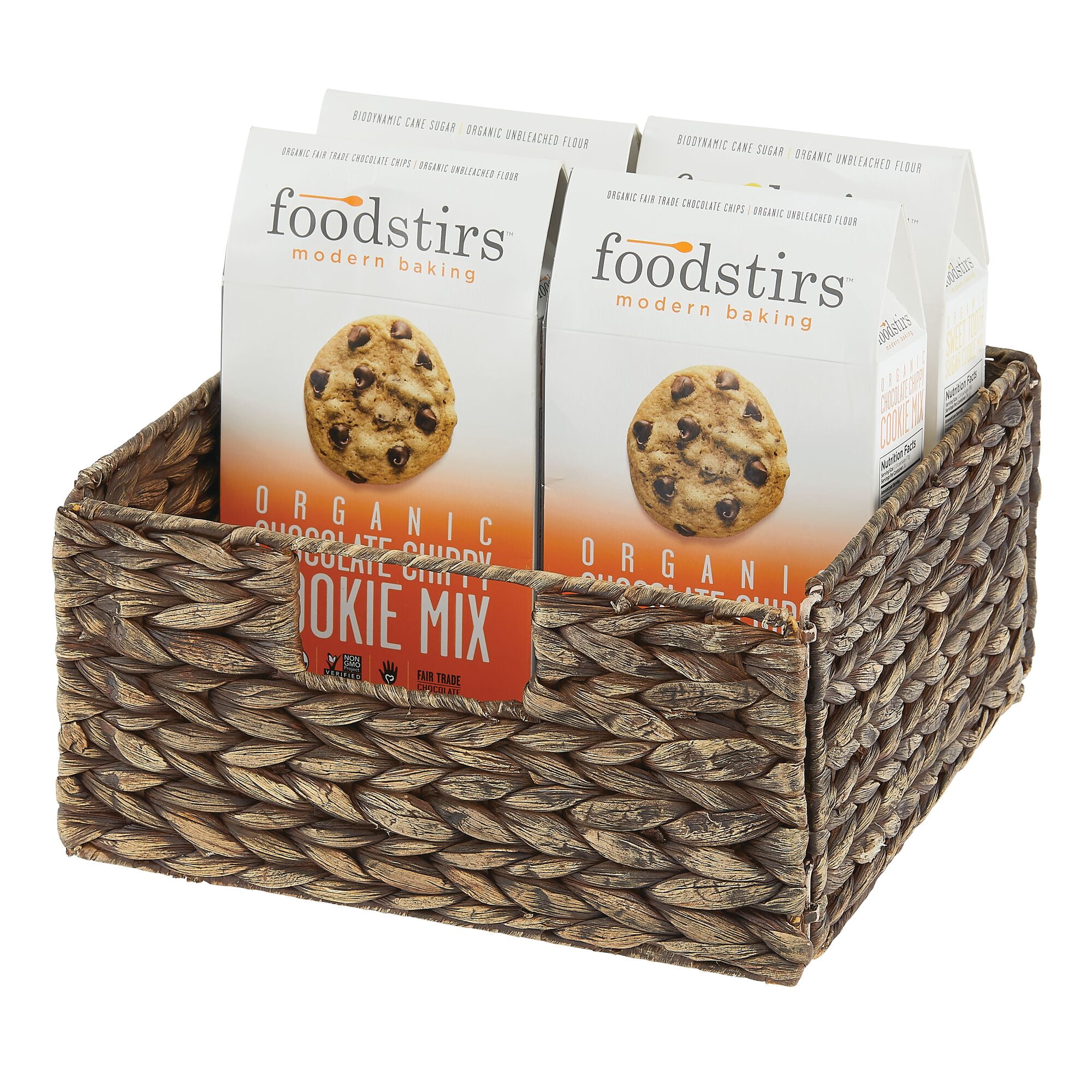 mDesign Woven Hyacinth Kitchen Basket Organizer with Handles, 4 Pack, Brown Wash
