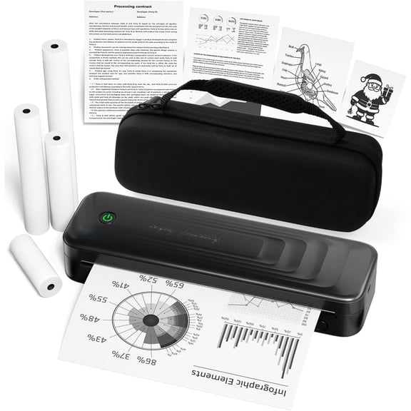 Phomemo Upgraded A281M Portable Printer Wireless - 8.5" x 11" Portable Inkless Printer, Wireless Bluetooth Thermal Travel Printer for Office School Home (Black)
