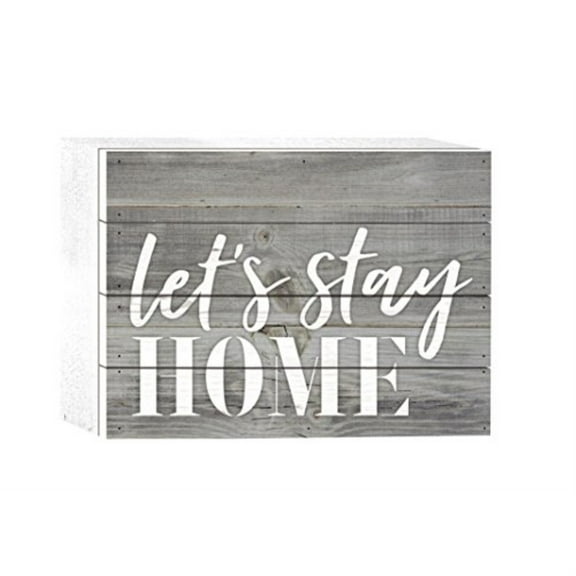 p. graham dunn let's stay home grey 8 x 6 solid wood boxed pallet plaque sign