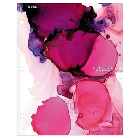 Five Star Fluid Portfolio Folder Pink Lava, 3-Hole, 9.5" x 12", Design Varies