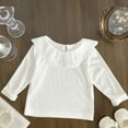 thumbnail image 5 of GUNIA Girls Long Sleeve Shirts Casual Cute Graphic Crewneck Ribbed Knit Kids Spring Fall Tops Toddler Tees White 3-4 Years, 5 of 9