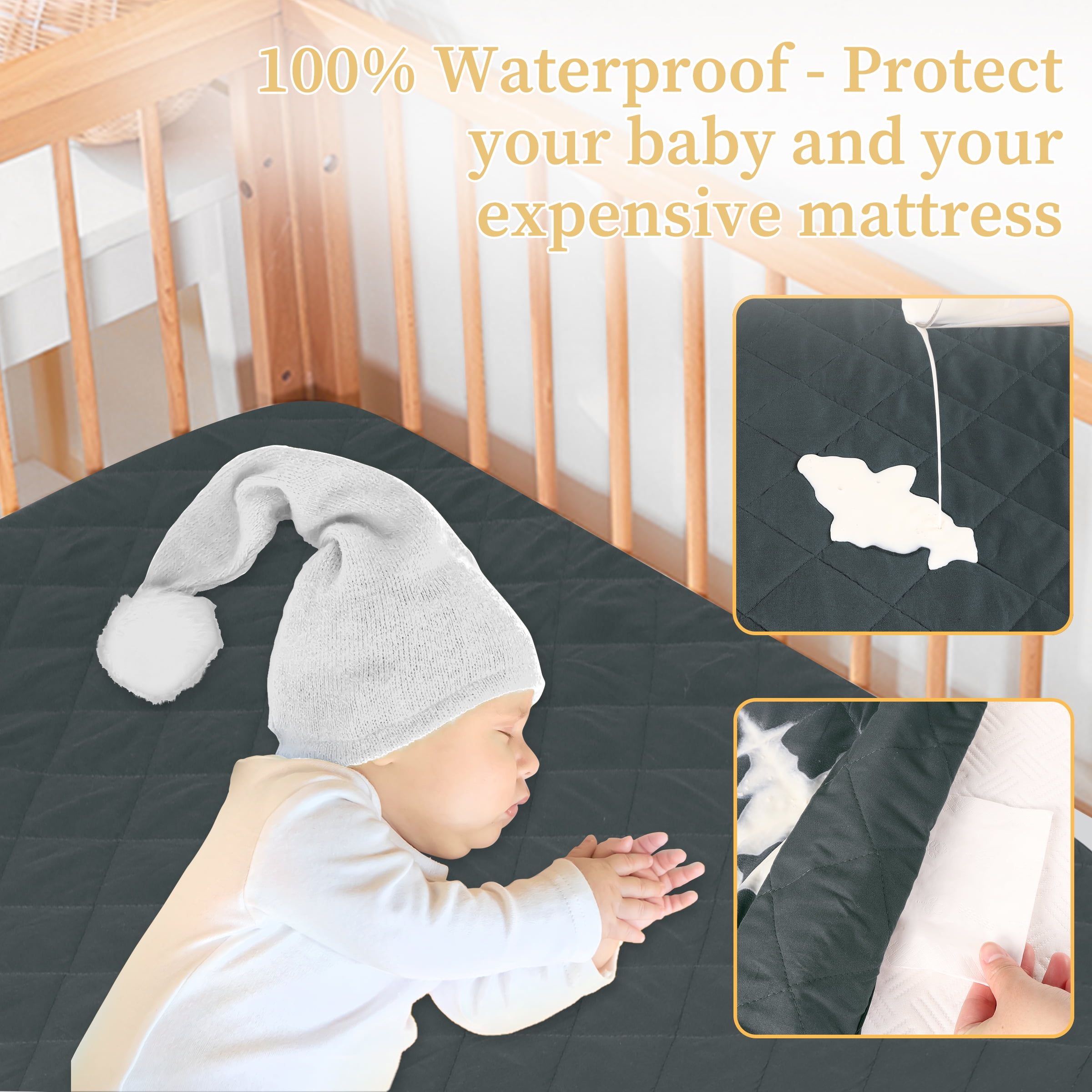 Waterproof Baby Bed Pad Maveek 47.2'' x 27.6'' Baby Organic Mattress Pad  Bamboo Blanket Toddler Bed Sheet Protector Reusable High Absorbent Mattress