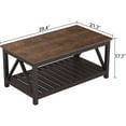 thumbnail image 2 of Farmhouse Coffee Table, Rustic Vintage Living Room Table with Shelf, 40 Espresso, 2 of 15
