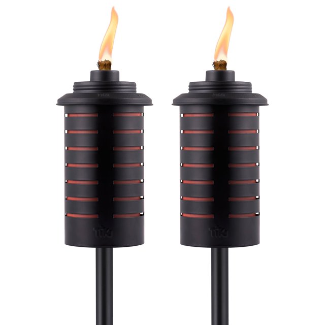 Lámparas de combustible TIKI para exteriores, paquete de 2 linternas metálicas de 165 cm