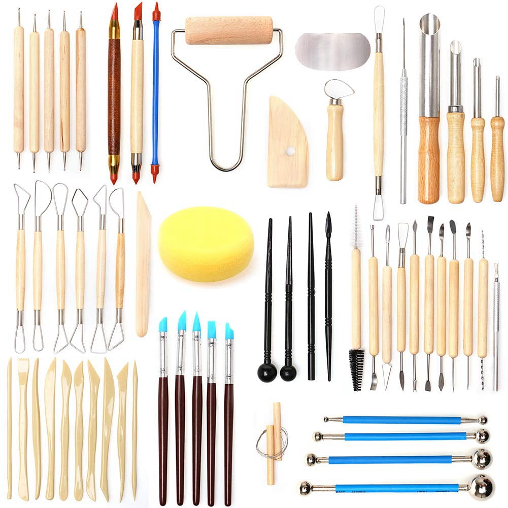  SEWACC 1 Set Pottery Clay Tools Ceramic Tools Wood Tools  Ceramic Clay Ceramics Tools Beginner Clay Modeling Tools Polymer Clay Tools  Sponge Carving Tool for Pottery Wooden Supplies