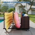 thumbnail image 3 of Pool Float Storage Organizer with Rolling Wheels, Outdoor Wicker Rattan Pool Caddy & Toy Storage Basket for Poolside, Patio & Deck, All-Weather PE Rattan Pool Caddy, 2 Open Compartments, Mixed Brown, 3 of 6