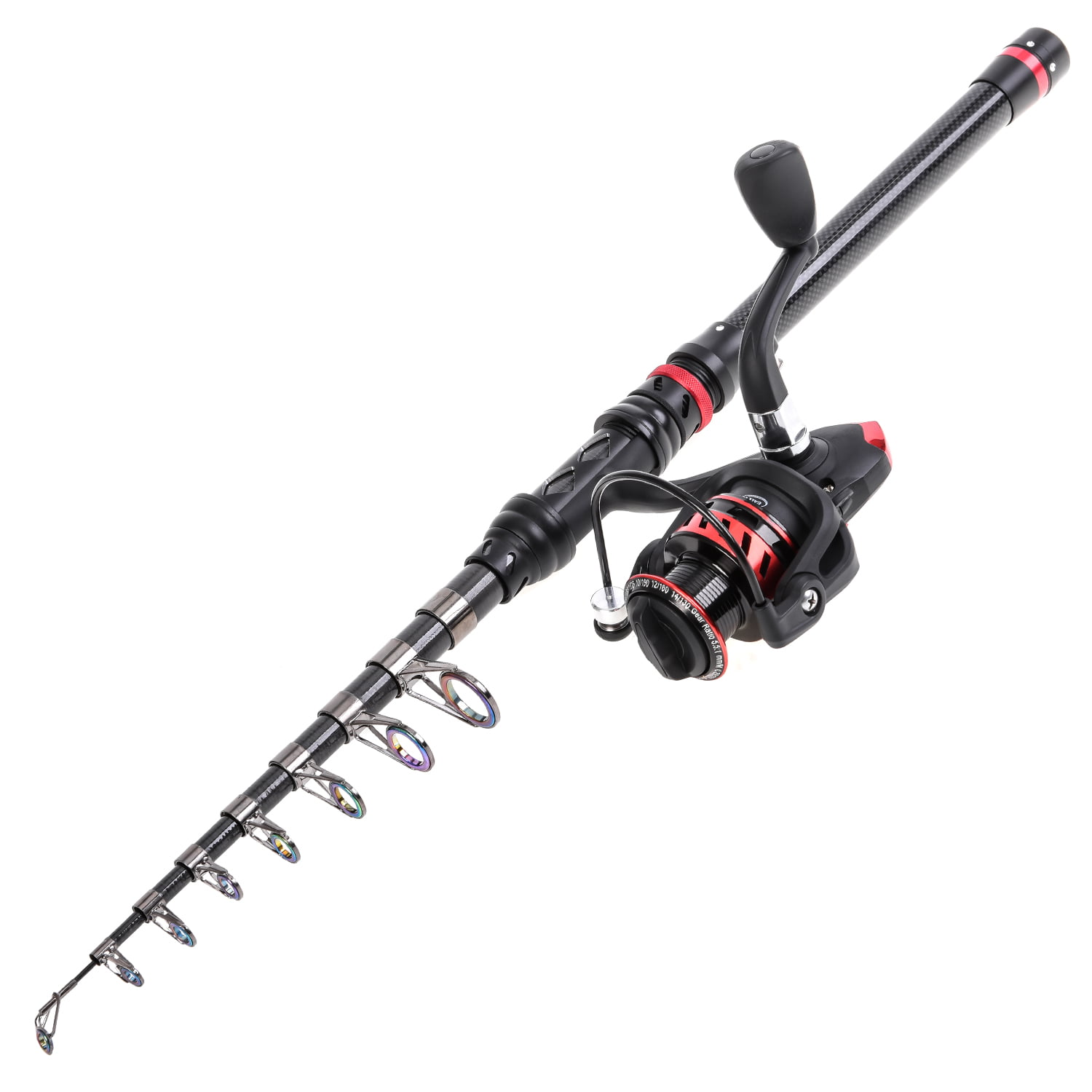 Blusea 1.8-3.0M Telescopic Fishing Rod Spinning Reel Combo Carbon Fiber Pole Set 