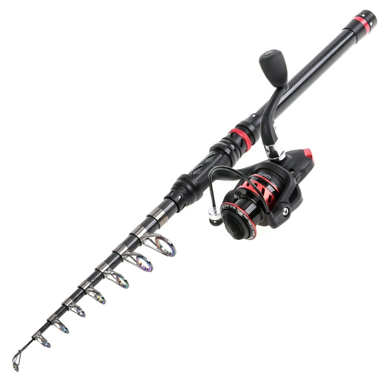 Tomshine Blusea Fishing Rod Reel Combo Kit ,Telescopic Fishing Rod Spinning  Reel Set with Hooks Soft Lures Barrel Swivels Storage Bag