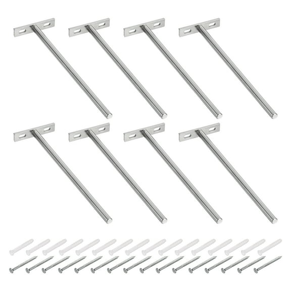 Uxcell 8Pcs 8 inch Wall Mounting Floating Shelf Bracket Blind Shelf Support, Silver