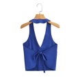 thumbnail image 5 of Gibobby Tops de cuello halter decorados con nuevo de verano para mujer(Azul,CH), 5 of 5
