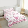 thumbnail image 3 of Homewish Kawaii Bowknot Queen Comforter Set for Girls, White Pink Plaid Bedding Sets, Hand Drawn Love Hearts Bedding Comforter Set, Luxury Bedroom Decor, 3 of 8