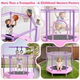thumbnail image 5 of 60" Mini Trampoline for Kids with Safety Enclosure Net, SHINPT Indoor & Outdoor Trampoline with Adjustable Gymnastics Bars and Rust-Resistant Steel Frame, Small Trampoline for Boys & Girls, 5 of 9