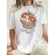 thumbnail image 1 of Women's T Shirts Summer Tops Simple Heart Graphic Shirts Sayings Short Sleeve Vacation Casual Blouse Thankful teeWomen's Casual Crew Neck T-Shirt with Floral Turkey Print, Polyester 95% Spandex 5% K, 1 of 6