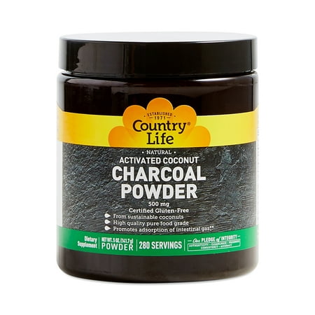 Country Life Natural Activated Coconut Charcoal Powder 500mg - 5 oz