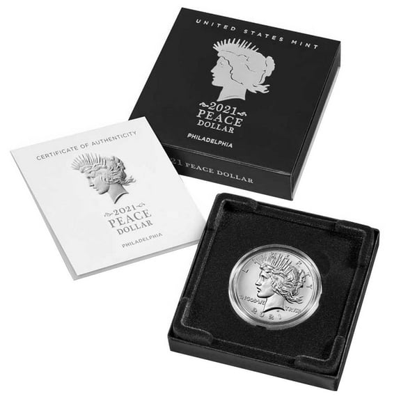 2021 $1 Peace Silver Dollar Box, OGP & COA