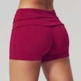 thumbnail image 6 of vigerkar High-Rise Foldover Yoga Shorts for Women - Stretchy Fabric for Pilates, Workout & Casual Streetwear (Red, S), 6 of 7