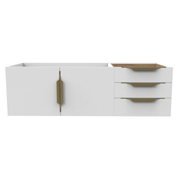 Alpine 48" Wood Floating Vanity Base in White with Gold Handles