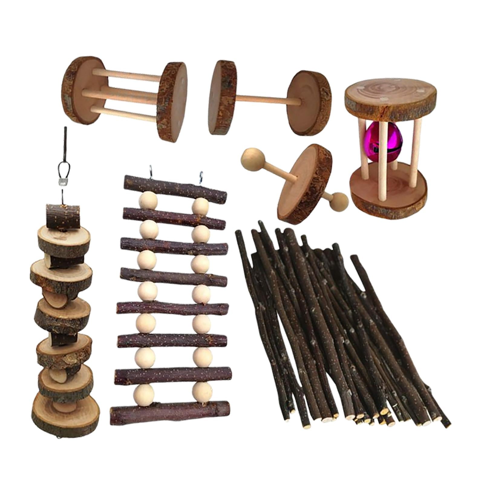 FashionCha Wooden Hamster Rabbit Chew Toys Set Corn Carrot Woven Balls Hamster Toys Set for D