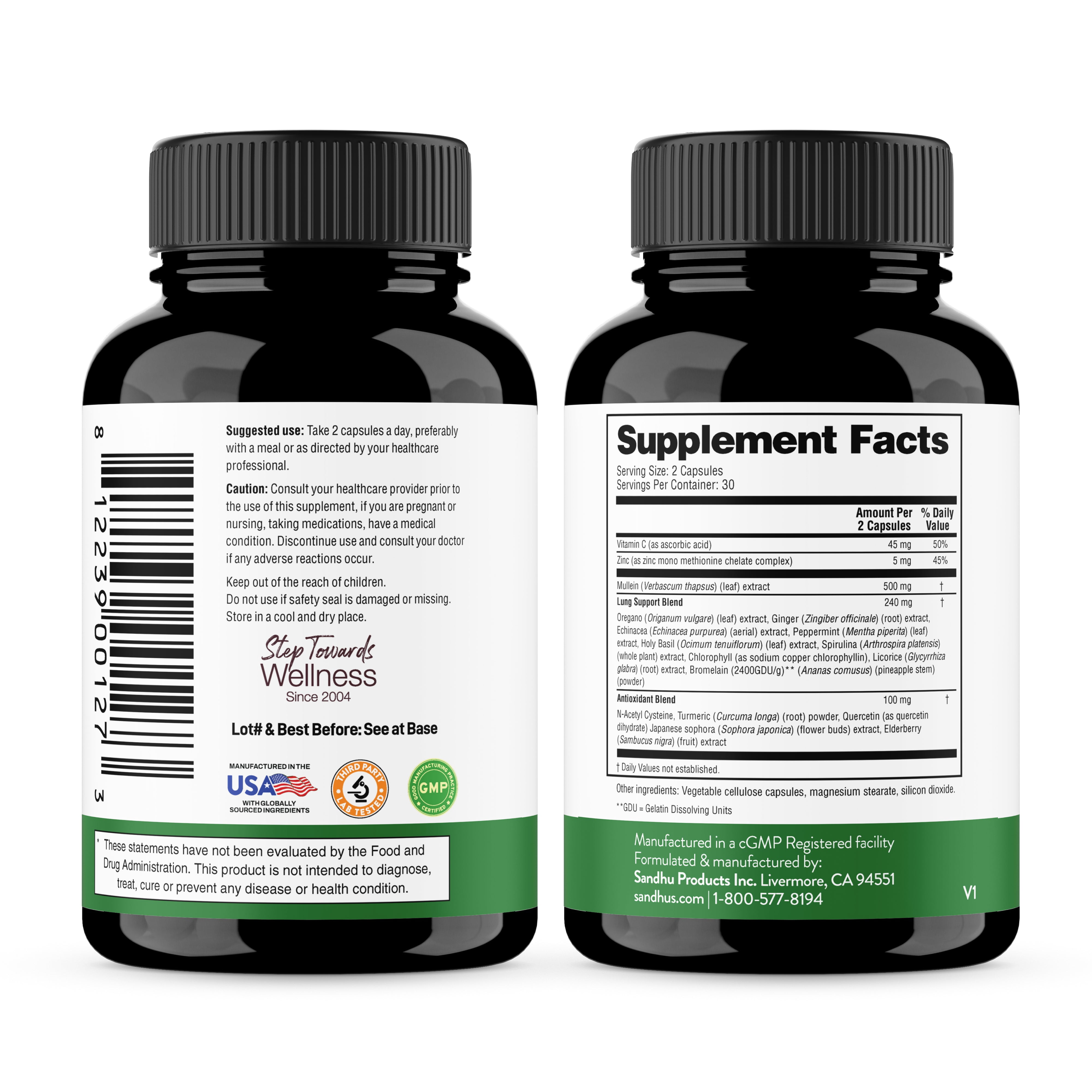 Sandhu's Mullein Capsules for Lungs with Quercetin | Mullein Leaf Extract Supplement for Immune, Lung & Respiratory Health Support | for Men & Women | 60 Count (Pack of 1)