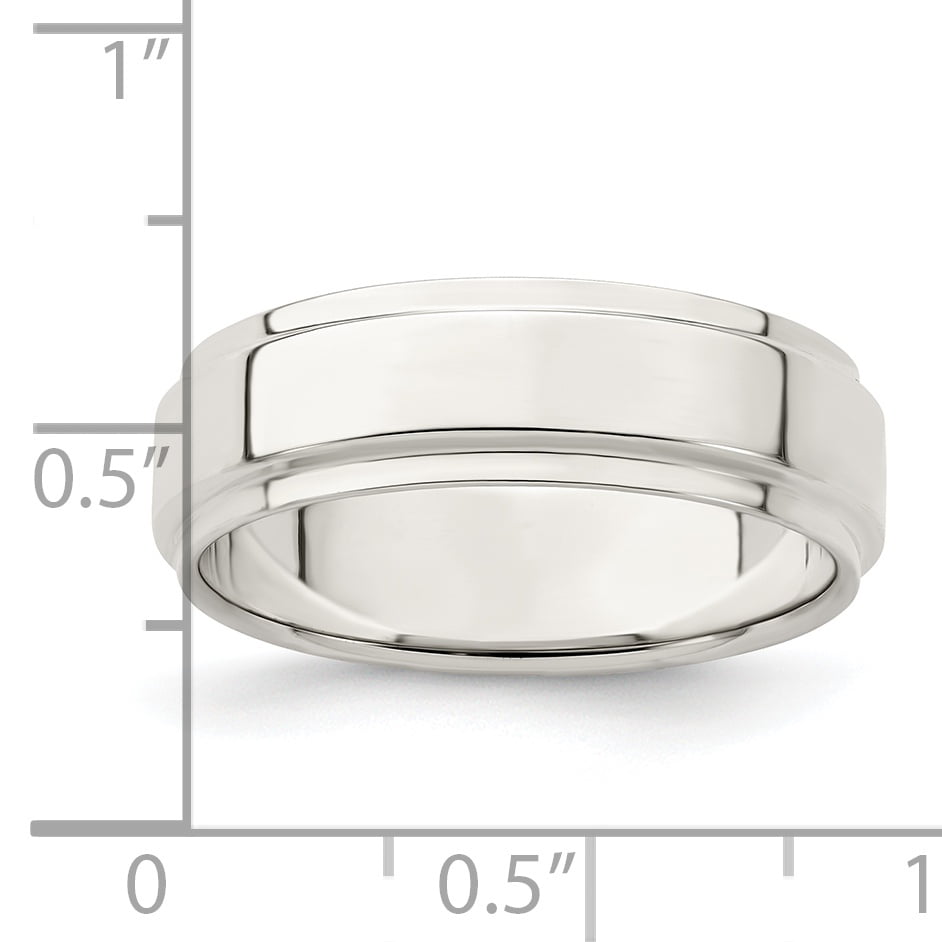 Wedding Bands Classic Bands Flat Bands w//Edge Titanium Ridged Edge 7mm Polished Band Size 12.5