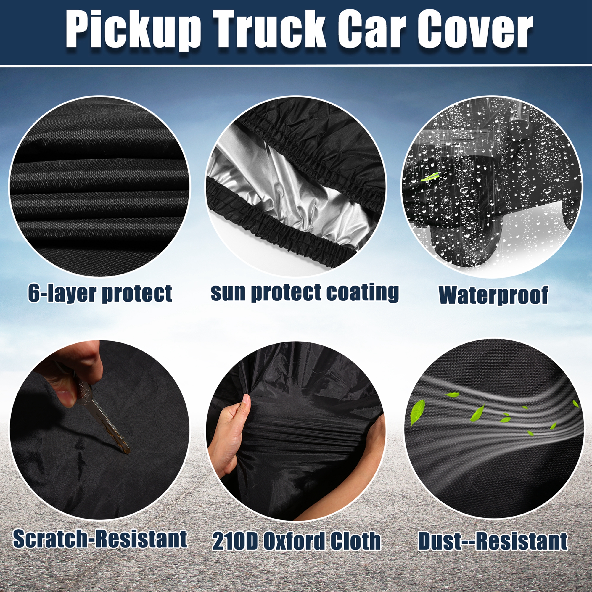 Unique Bargains Waterproof Car Cover 210D Oxford Cloth Black