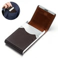 thumbnail image 2 of Estuche para tarjetas de visita - Estuche para tarjetas de visita de cuero PU Portatarjetas de metal con bolsillo para tarjetas de visita para hombres y mujeres con cierre magnético, 2 of 8