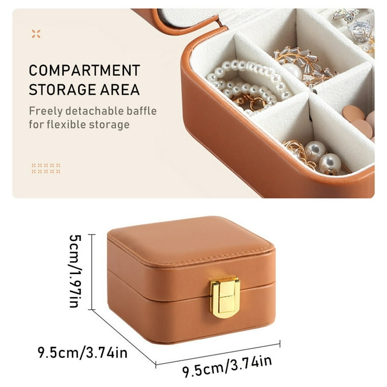 Amazing Fashion Portable Jewelry Box Faux Leather Jewelry Organizer Small Ring Box Miraculous Box Vintage Gift for Women - Brown, Women's, Size: 9.5 * 9.5 * 5cm