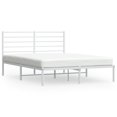 ALmi Metal Bed Frame without Mattress with Headboard White 53.1"x74.8