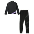 thumbnail image 5 of TiaoBug Kids Girls Shiny Figure Ice Skating Long Sleeve Jacket with Gymnastics Leggings Set Light Purple 6, 5 of 6