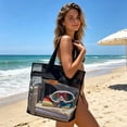 thumbnail image 5 of WIZUTIZ Mesh Beach Tote Bag Portable Handheld Swimming Travel Storage Bag with Breathable Mesh Quick Dry Large Black, 5 of 6