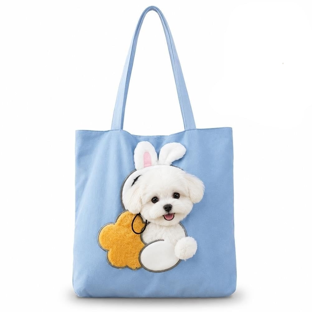Pet Carrier Canvas Shoulder Tote Bag for Small Dogs & Cat 3D Plush Character Head-Out Shoulder Handbag Portable Puppy Carry Purse for Walking Shopping Travel Outdoor Trips