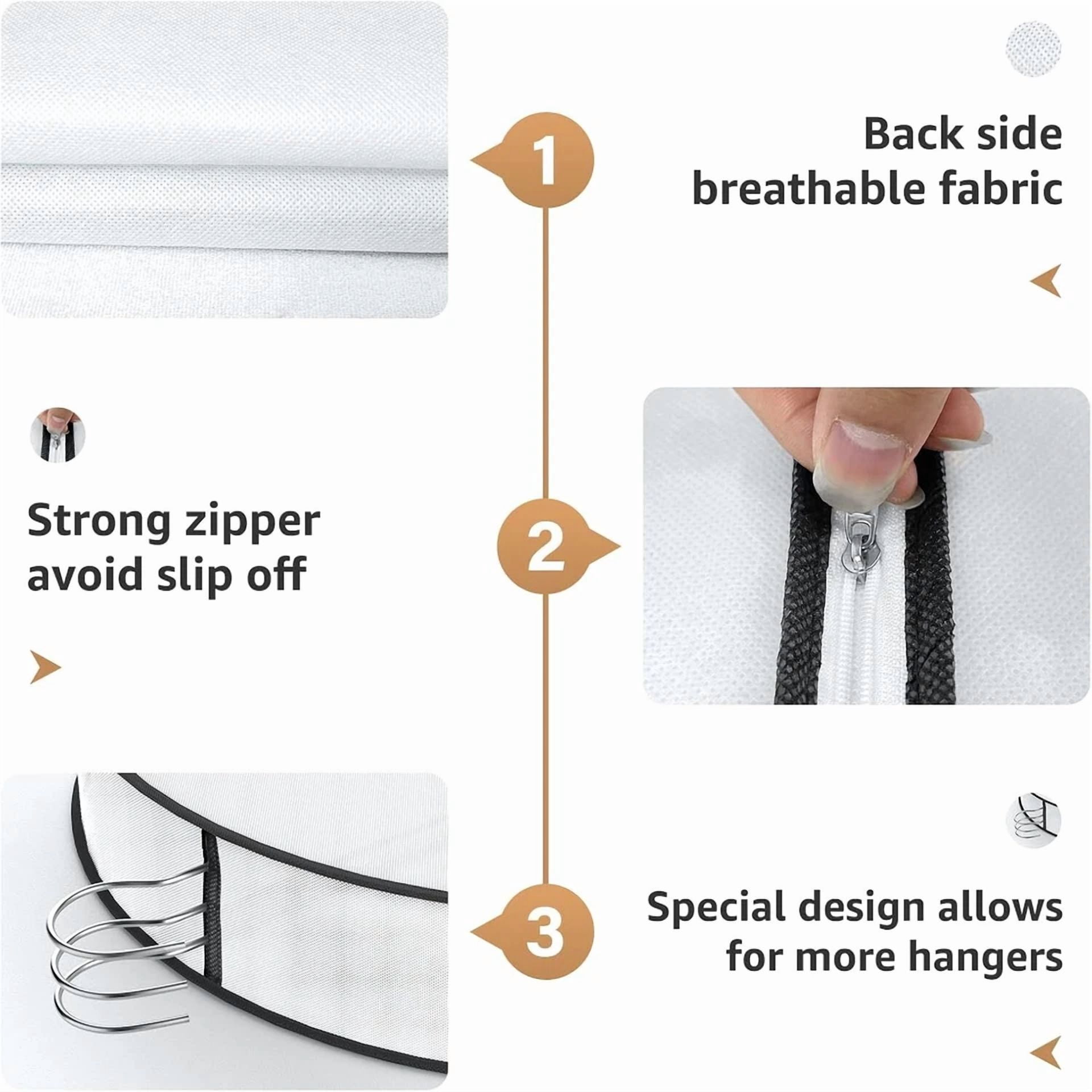 KLYNE - 3Pcs Clothes Garment Bags Clear Dust Cover Storage 4" Gussetes Suits Coat Jacket