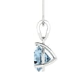 thumbnail image 3 of 2 ct Brilliant Round Cut Solitaire Natural Aquamarine 18K White Solid Gold Everyday Affordable Designer Necklace Pendant with 16" Chain, 3 of 7