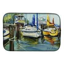 Caroline's Treasures Yellow boat II Sailboat Dish Drying Mat