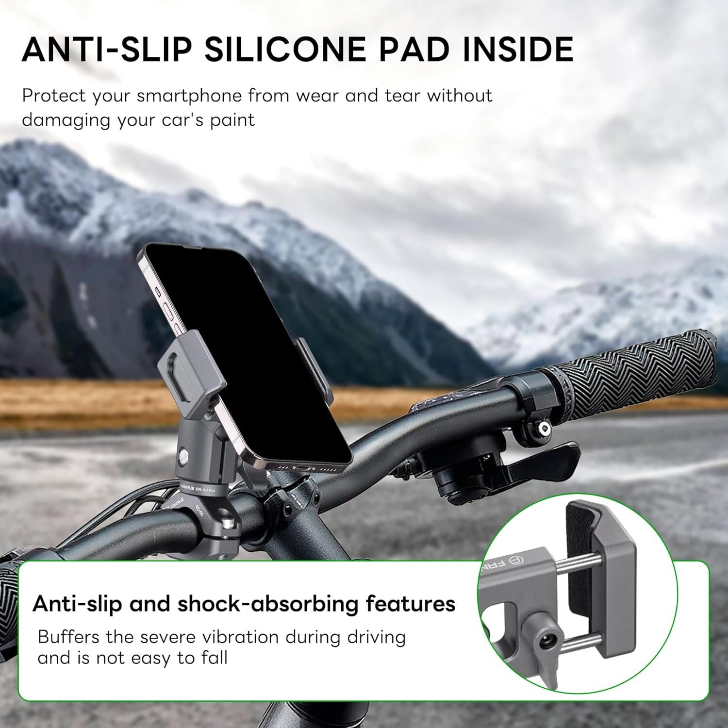 FANAUE Motorcycle Phone Holder with 1" Ball Head Aluminum Adjustable Bicycle Handlebar Phone Mount Compatible with RAM Socket Arm & Bike Phone Mount for 6-8.5" Smartphone