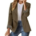 thumbnail image 2 of Women's Two Button Lapel Blazer, Long Sleeve Work Jacket with Pockets, Business Casual Office Wear, Leopard Print Lined Jacket, Structured Front Open Cardigan Bronze L, 2 of 7