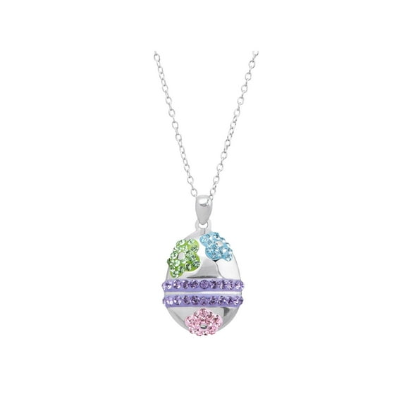 Women's Crystaluxe Easter Egg Pendant Necklace with Crystals in Sterling Silver, 18"