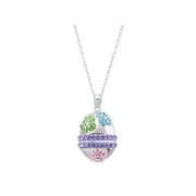 Women's Crystaluxe Easter Egg Pendant Necklace with Crystals in Sterling Silver, 18"