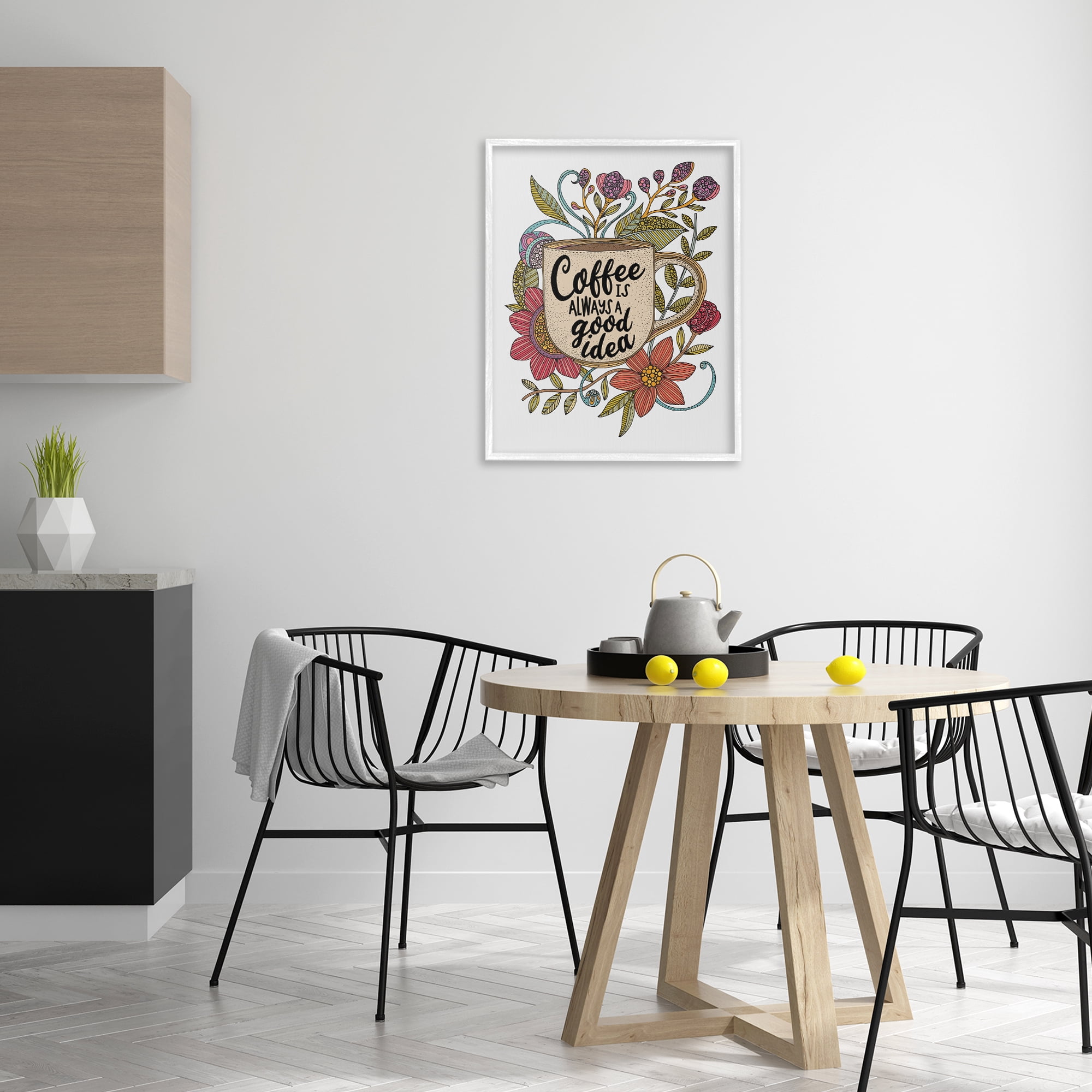 Stupell Industries Floral Coffee Good Idea Food & Beverage Painting White Framed Art Print Wall Art, 24 x 30