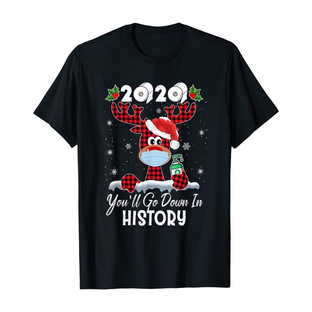 Parejas Camisas Navideñas Para Hombres Mujeres O-Cuello Manga Corta Feliz Navidad Dibujos Animados Imprimir Familia Tops Odeerbi ODB205913