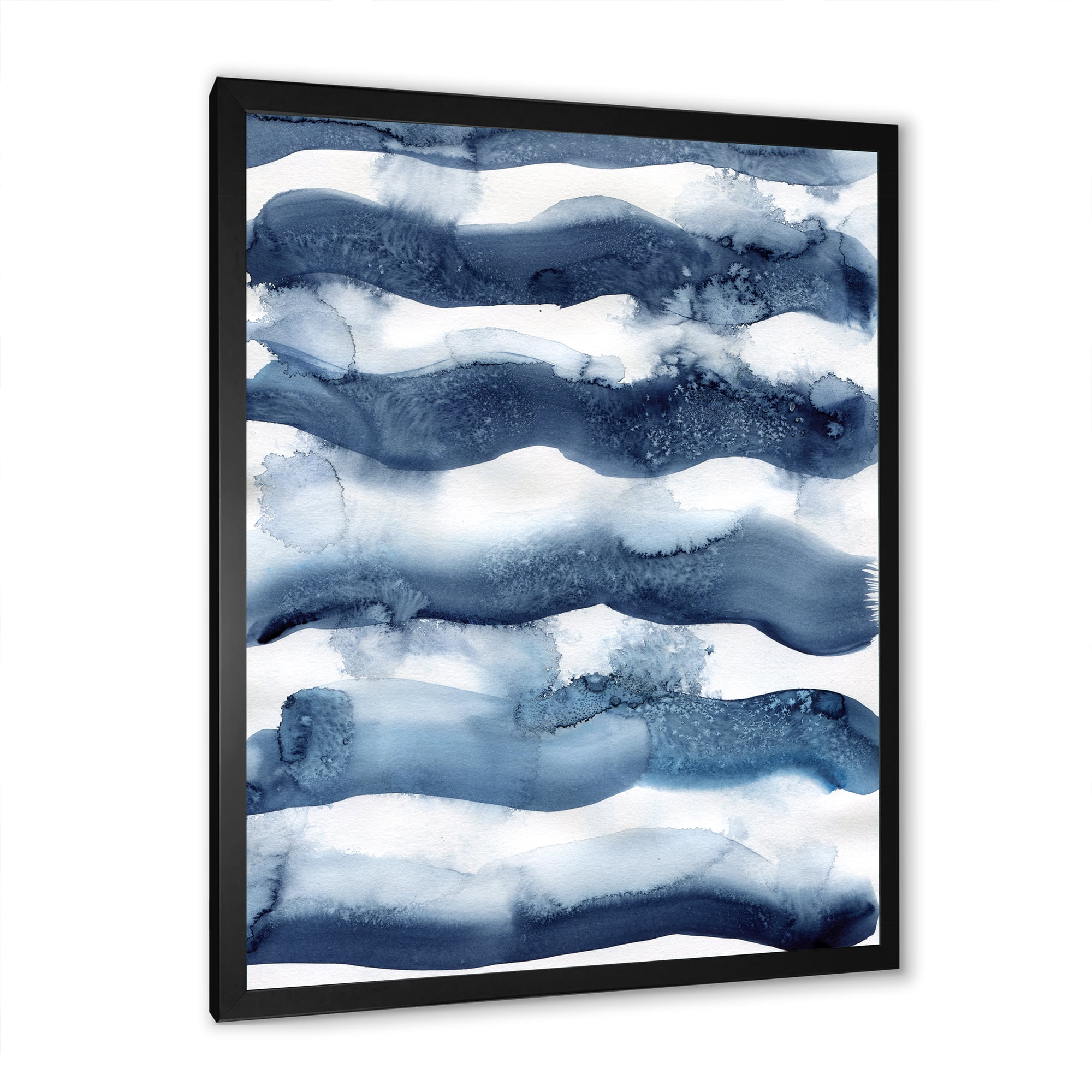 Designart 'Abstract Blue Classic Waves' Modern Framed Art Print