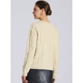 thumbnail image 4 of DARING DIVA Long Sleeve Pullover Tops Knit Crew Neck Sweater S Beige, 4 of 6