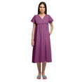 thumbnail image 2 of Moomaya Solid Short Sleeve Nightdress For Ladies Button Placket Nightwear, 2 of 6
