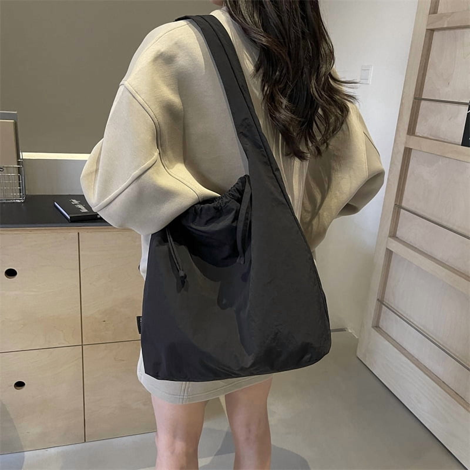 New nylon fabric bag, trendy Japanese-style simple solid color tote bag, casual large-capacity versatile shoulder bag, cross-border backpack