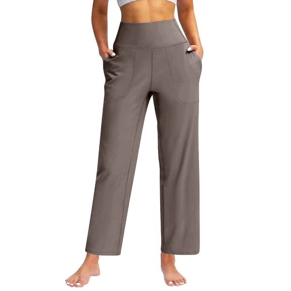 Pants for Women Solid Color High Waist Yoga Cropped Leggings Business Casual Pants
