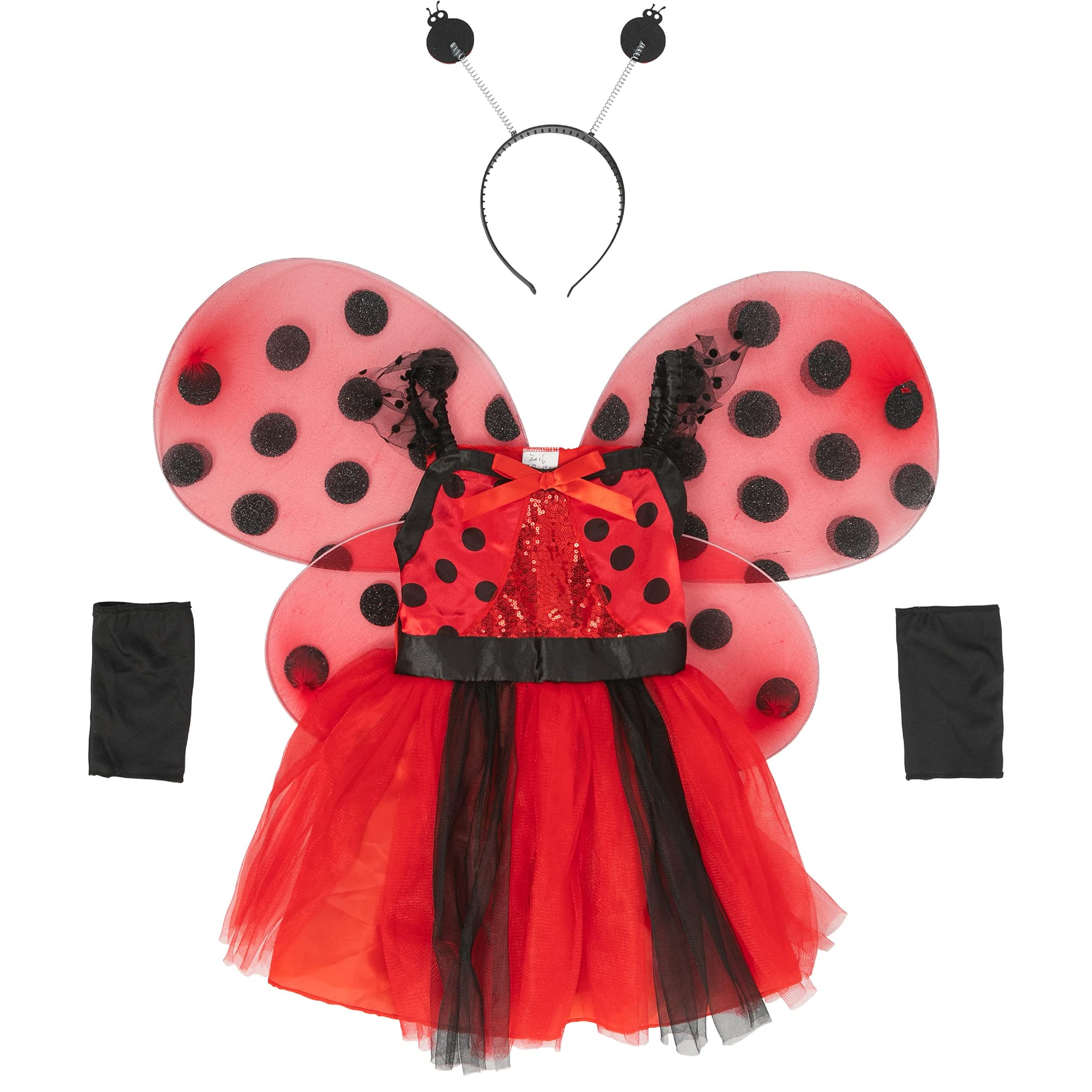  IKALI Girls Ladybug Costume, Deluxe Animal Fancy Dress Outfit  with Wings (10pcs Set) 3-4T : Clothing, Shoes & Jewelry