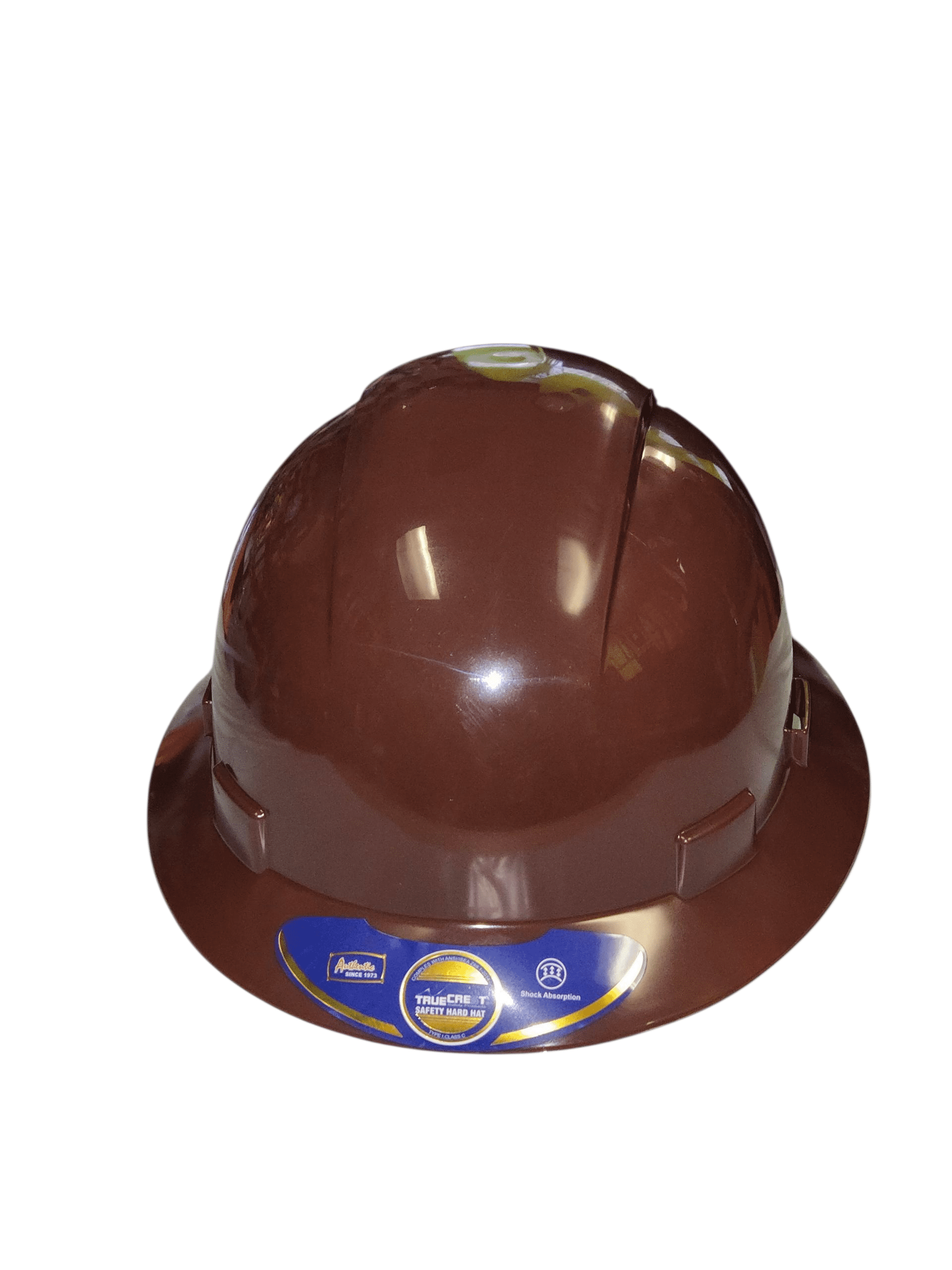 HDPE Natural Brown Tan Full Brim Hard Hat with Fas-trac Suspension