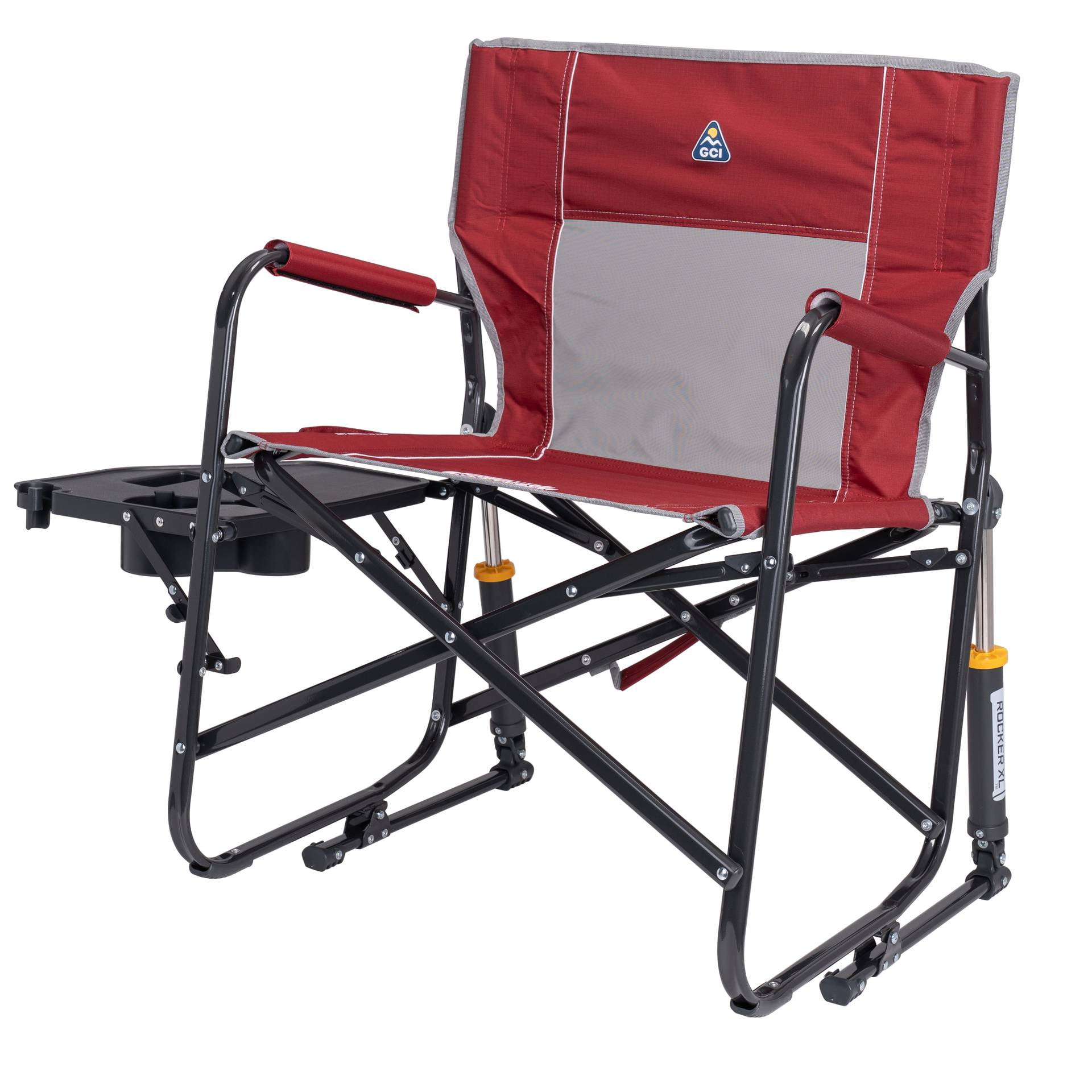 GCI Outdoor Freestyle Rocker XL with Side Table Oversized Rocking Camp Chair, Cinnamon